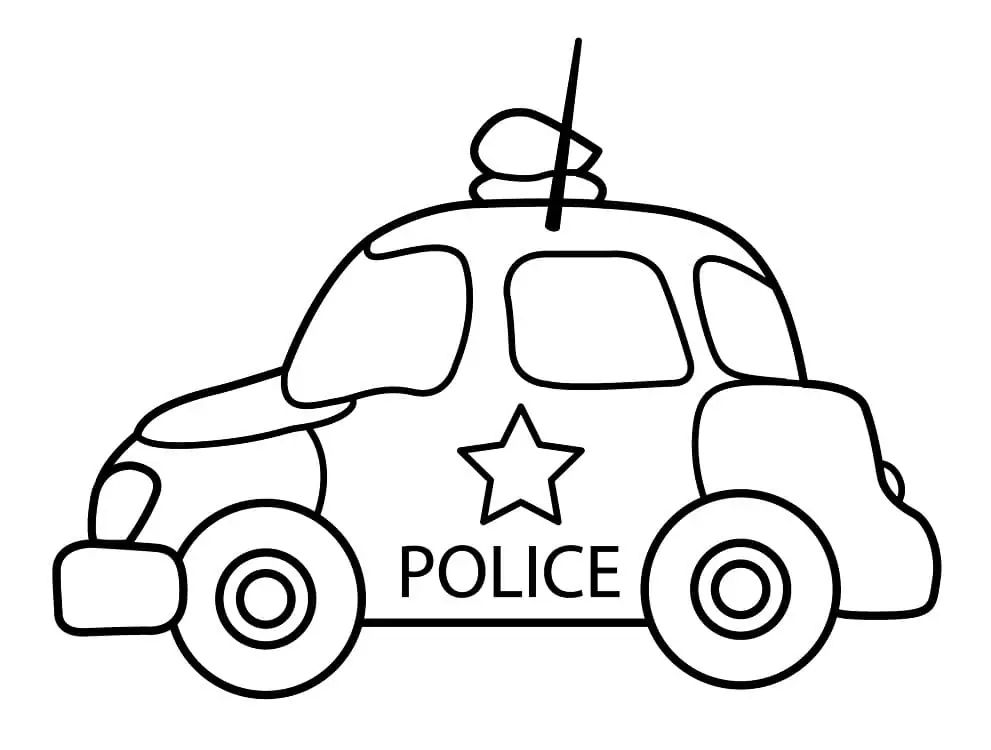 Çocuklar İçin Polis-arabası Boyama Sayfaları 