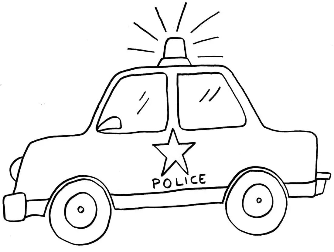Çocuklar İçin Polis-arabası Boyama Sayfaları 
