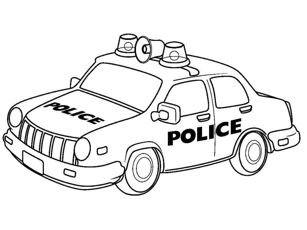 Çocuklar İçin Polis-arabası Boyama Sayfaları 