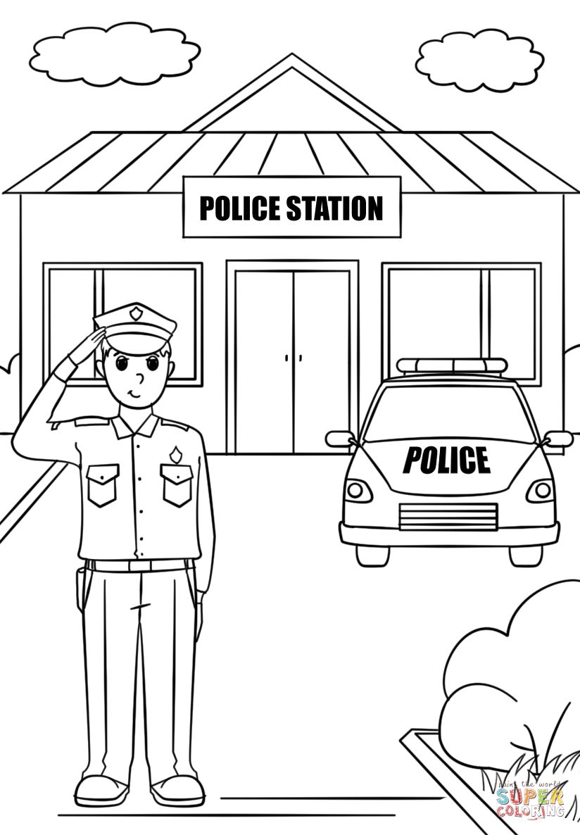 Çocuklar İçin Polis-arabası Boyama Sayfaları 
