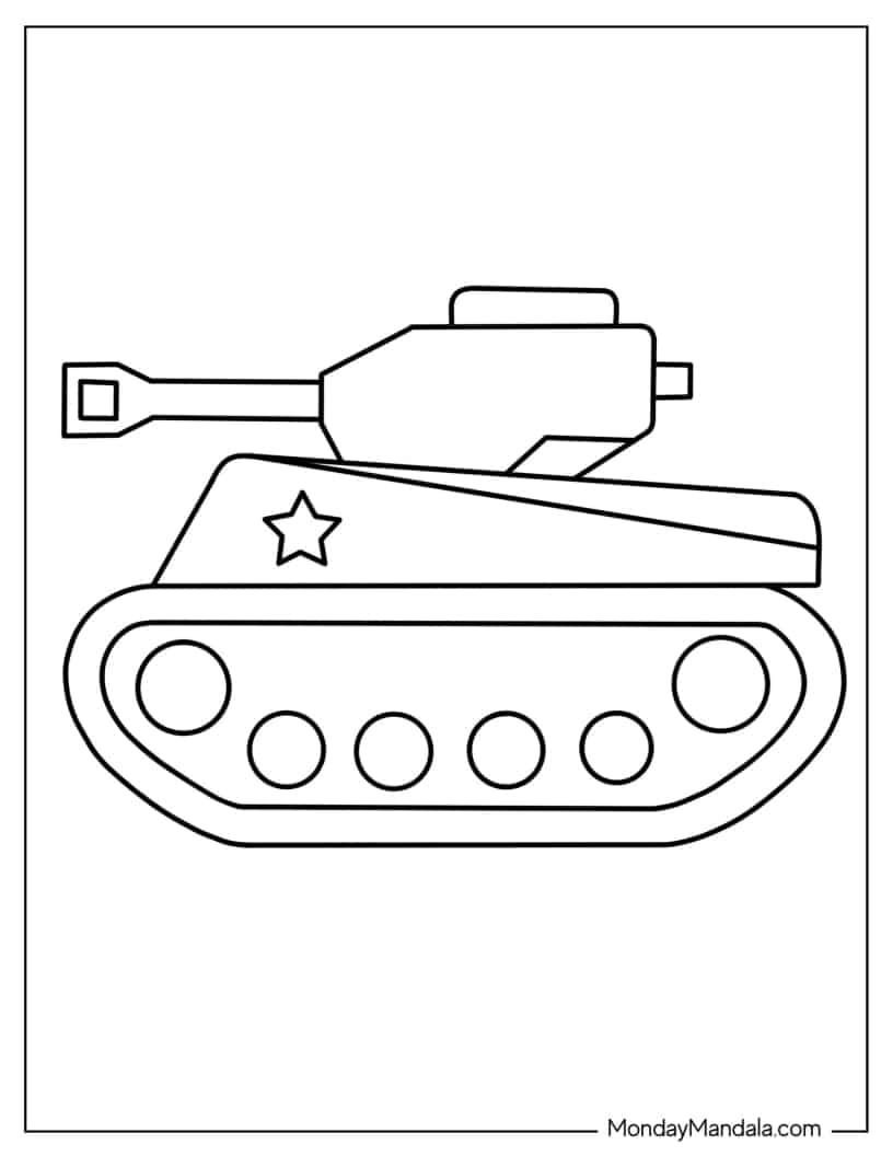 Çocuklar İçin Tank Boyama Sayfaları 