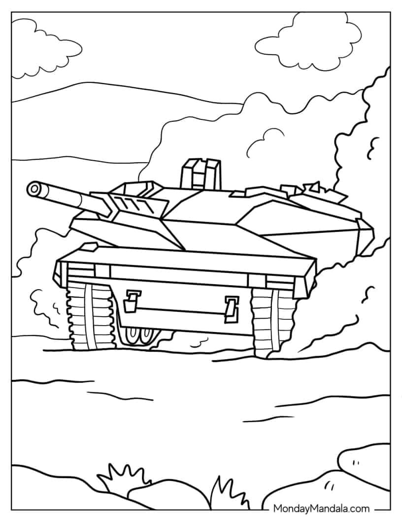 Çocuklar İçin Tank Boyama Sayfaları 