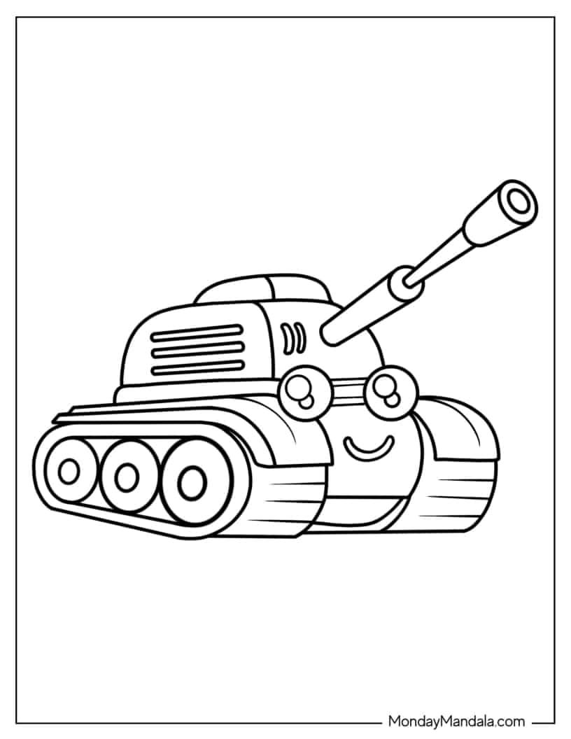 Çocuklar İçin Tank Boyama Sayfaları 