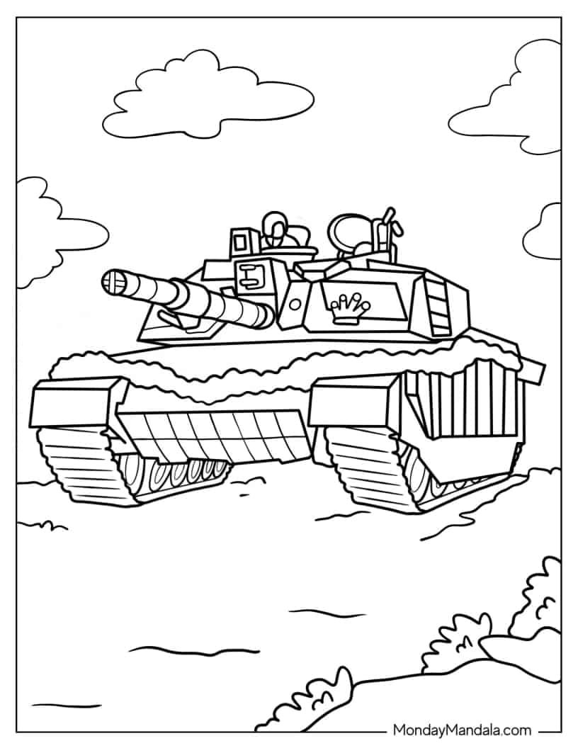 Çocuklar İçin Tank Boyama Sayfaları 