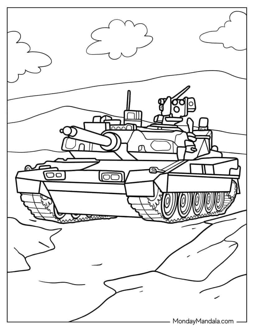 Çocuklar İçin Tank Boyama Sayfaları 