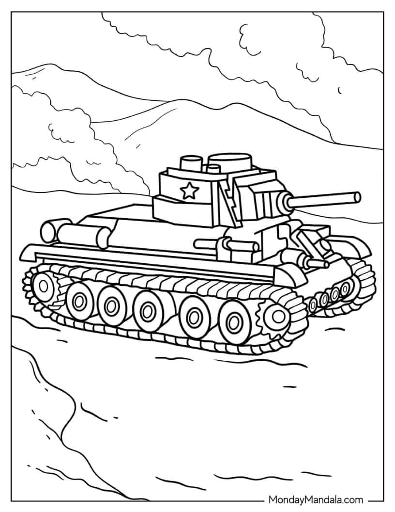 Çocuklar İçin Tank Boyama Sayfaları 