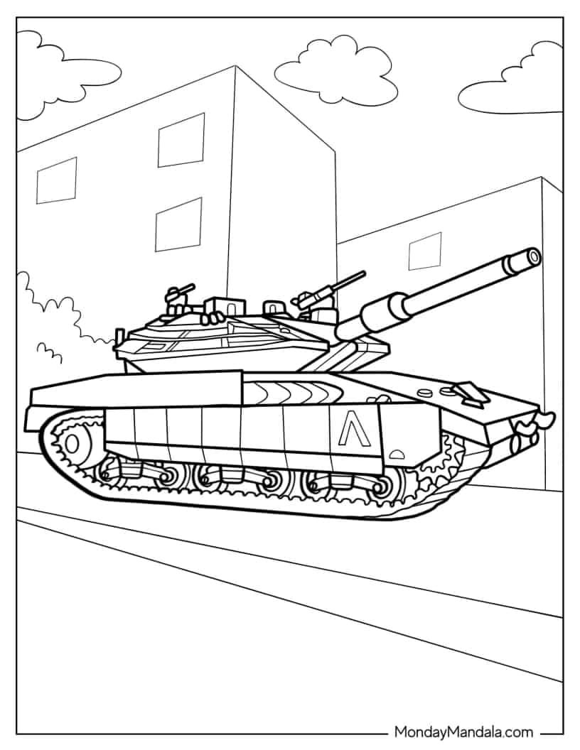 Çocuklar İçin Tank Boyama Sayfaları 