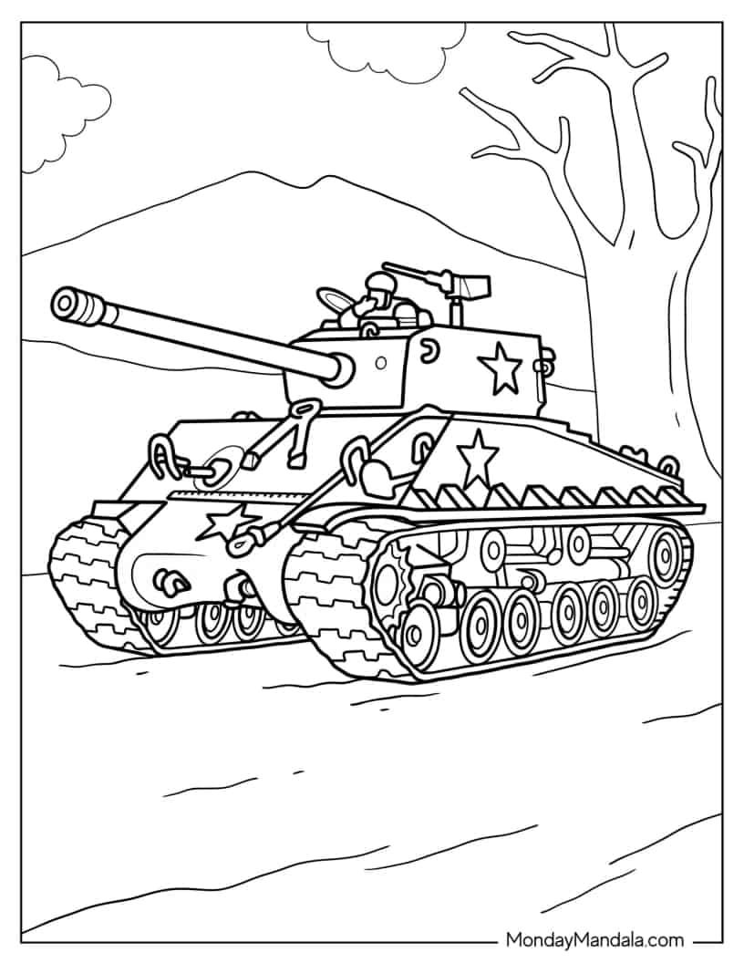 Çocuklar İçin Tank Boyama Sayfaları 