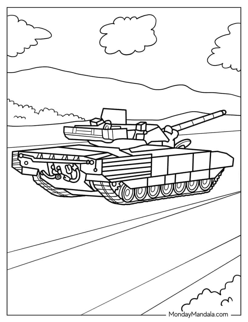 Çocuklar İçin Tank Boyama Sayfaları 