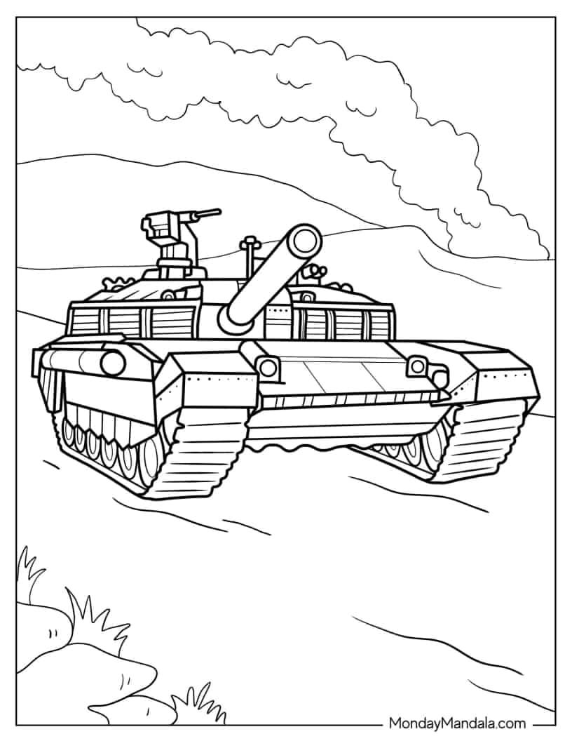 Çocuklar İçin Tank Boyama Sayfaları 