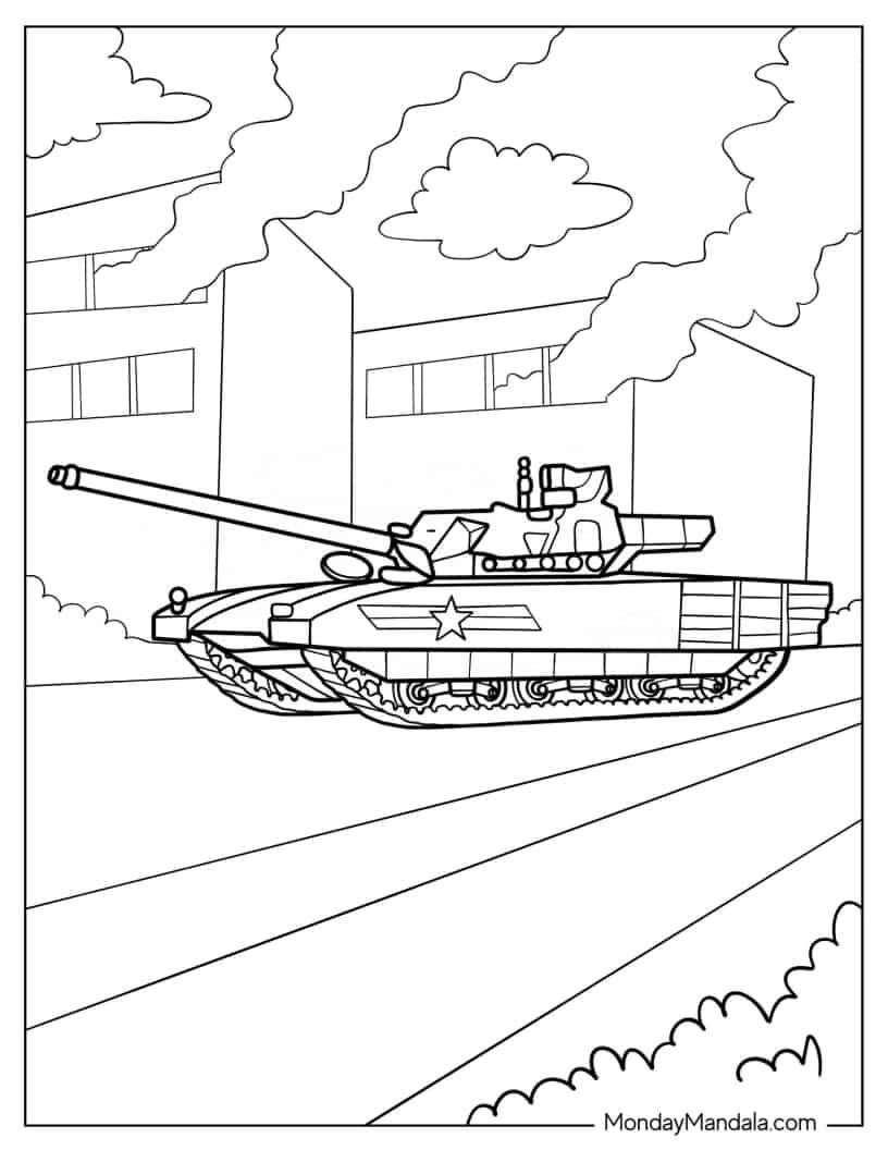Çocuklar İçin Tank Boyama Sayfaları 