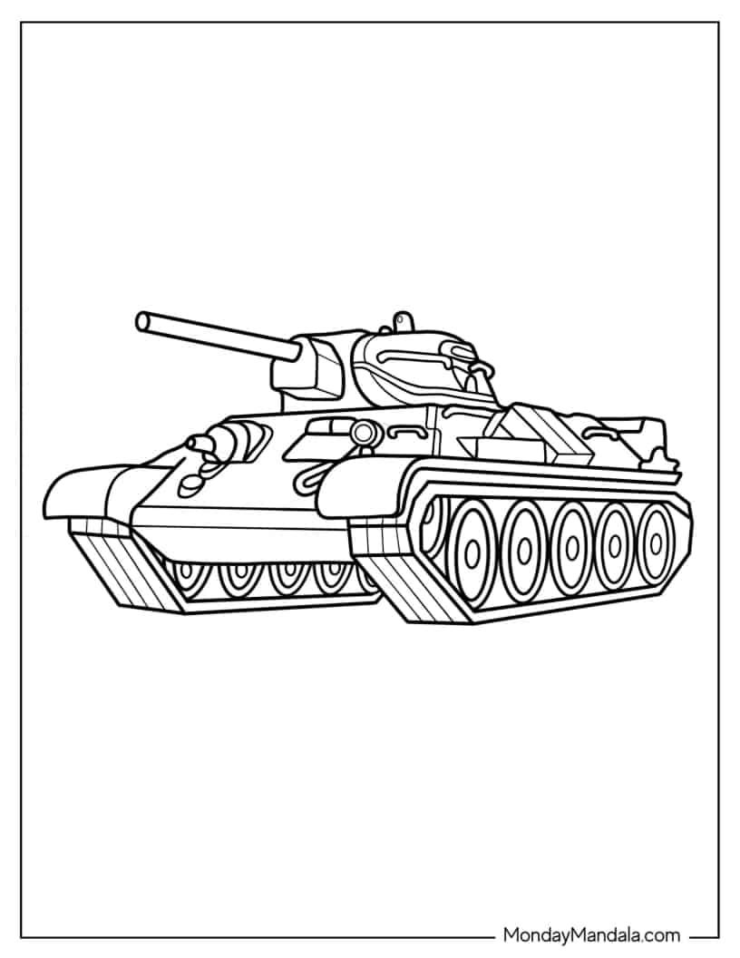 Çocuklar İçin Tank Boyama Sayfaları 