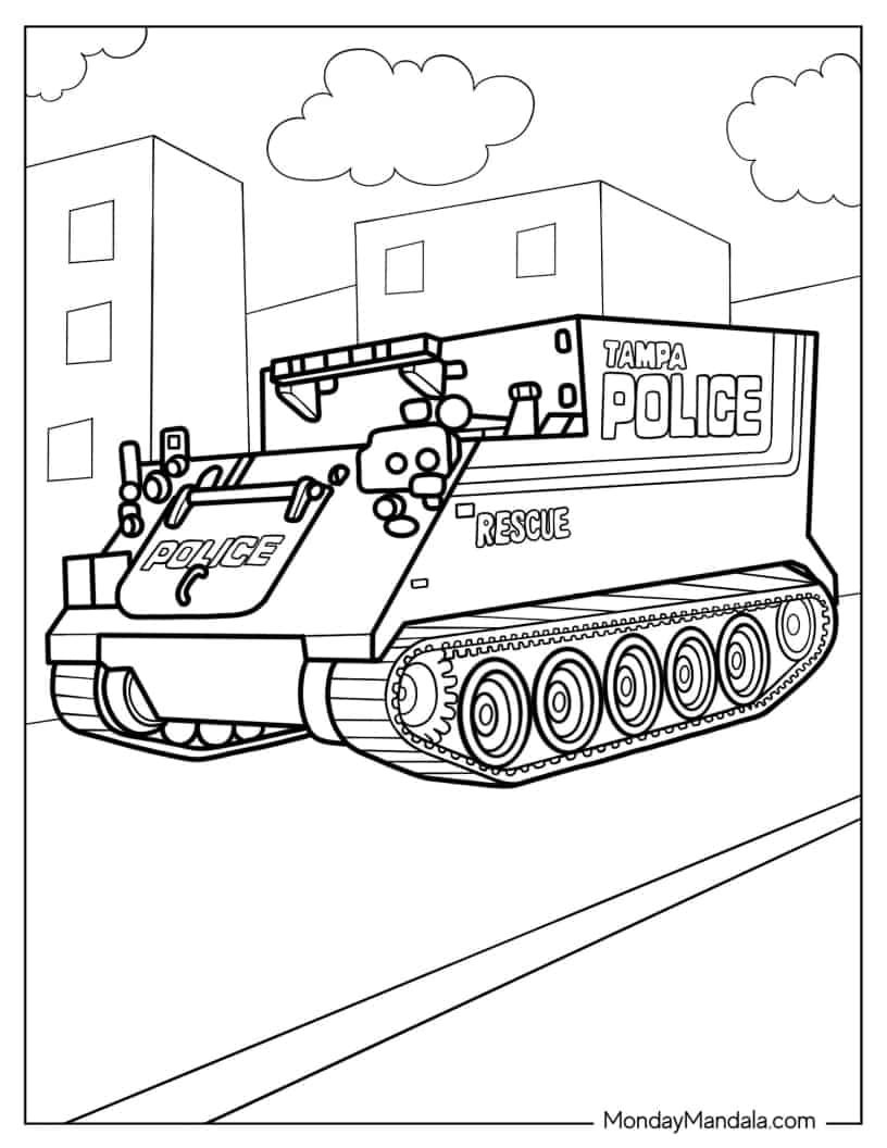 Çocuklar İçin Tank Boyama Sayfaları 