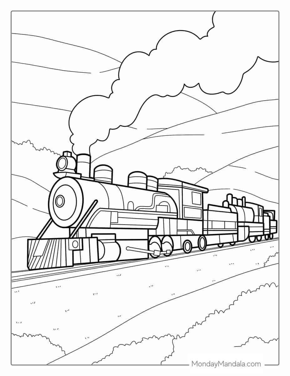 Çocuklar İçin Tren Boyama Sayfaları 