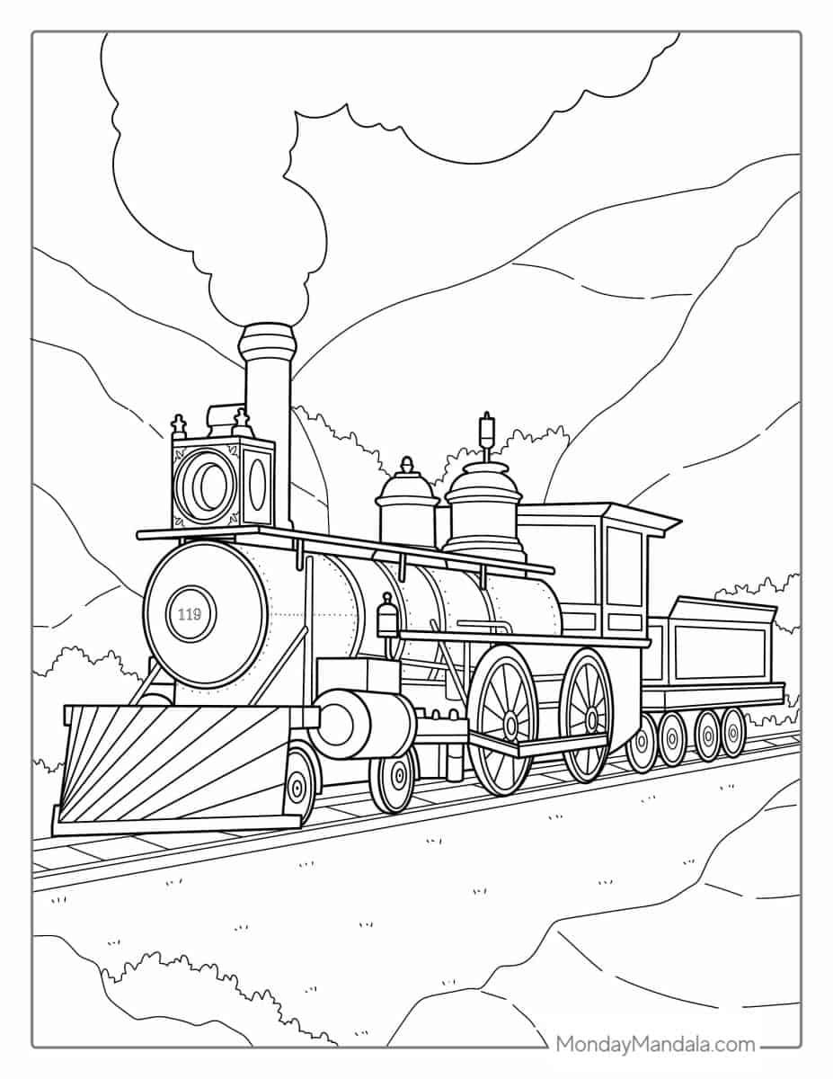 Çocuklar İçin Tren Boyama Sayfaları 