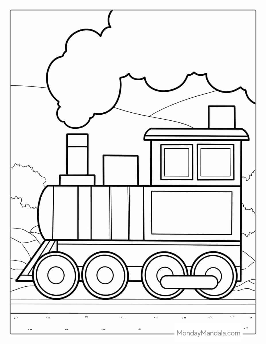Çocuklar İçin Tren Boyama Sayfaları 