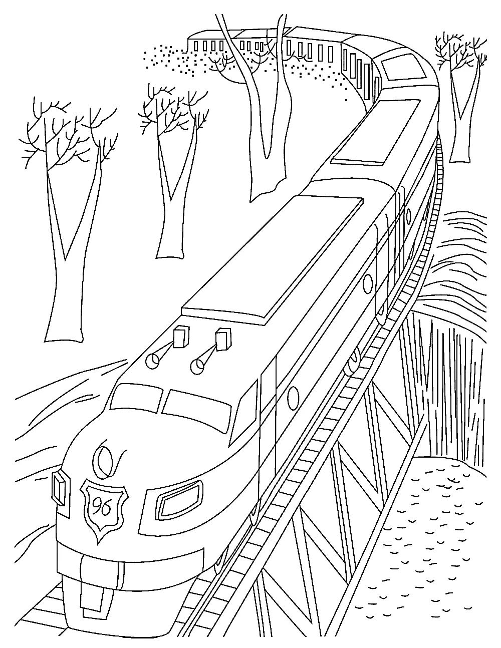 Çocuklar İçin Tren Boyama Sayfaları 