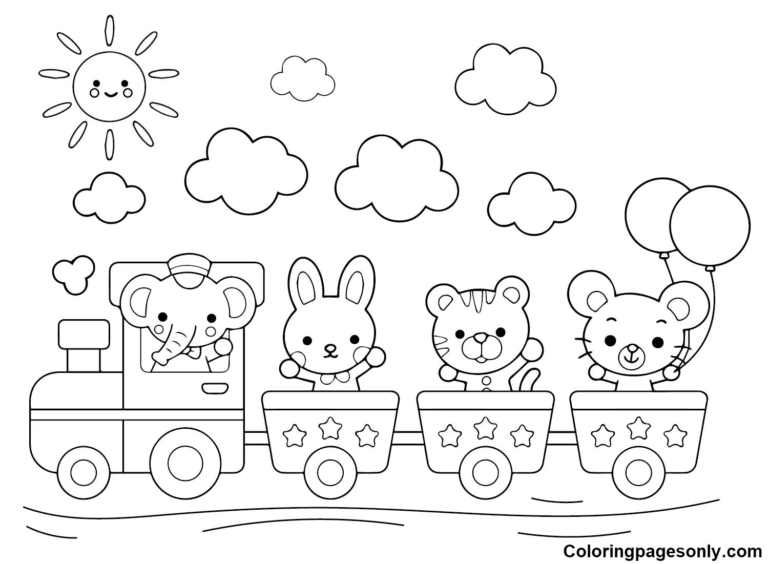Çocuklar İçin Tren Boyama Sayfaları 