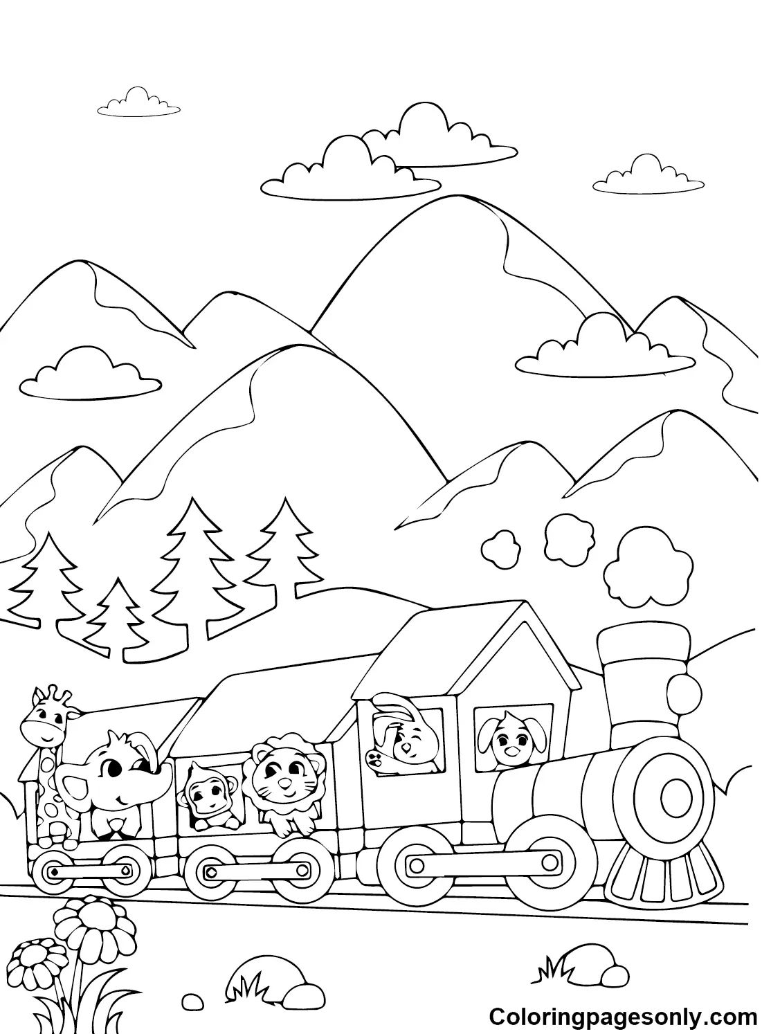 Çocuklar İçin Tren Boyama Sayfaları 