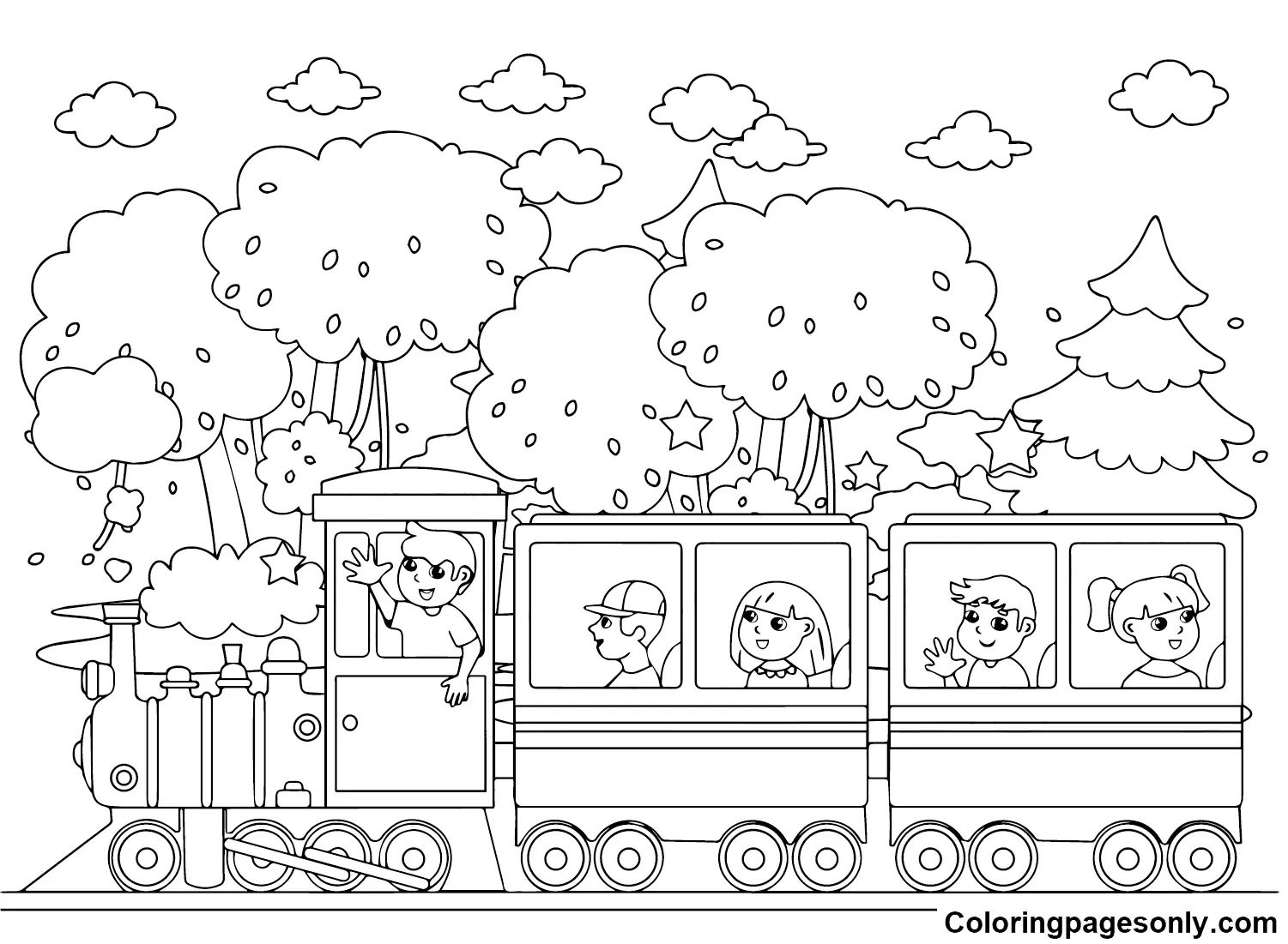 Çocuklar İçin Tren Boyama Sayfaları 