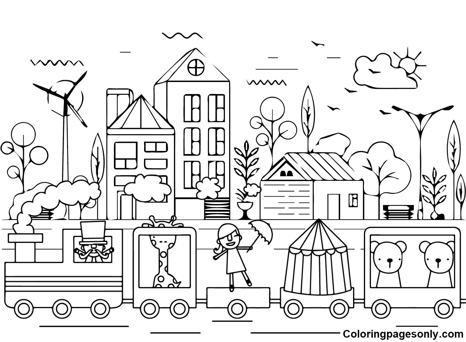 Çocuklar İçin Tren Boyama Sayfaları 
