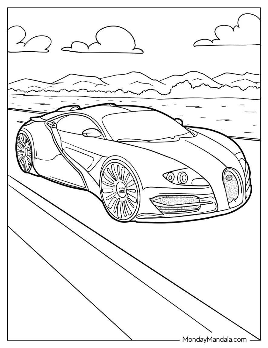 Çocuklar İçin Bugatti Boyama Sayfaları 