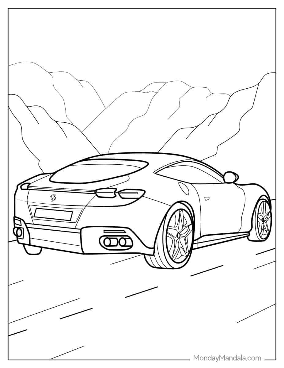 Çocuklar İçin Ferrari Boyama Sayfaları 