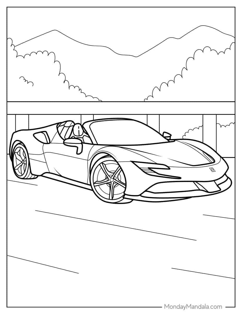 Çocuklar İçin Ferrari Boyama Sayfaları 
