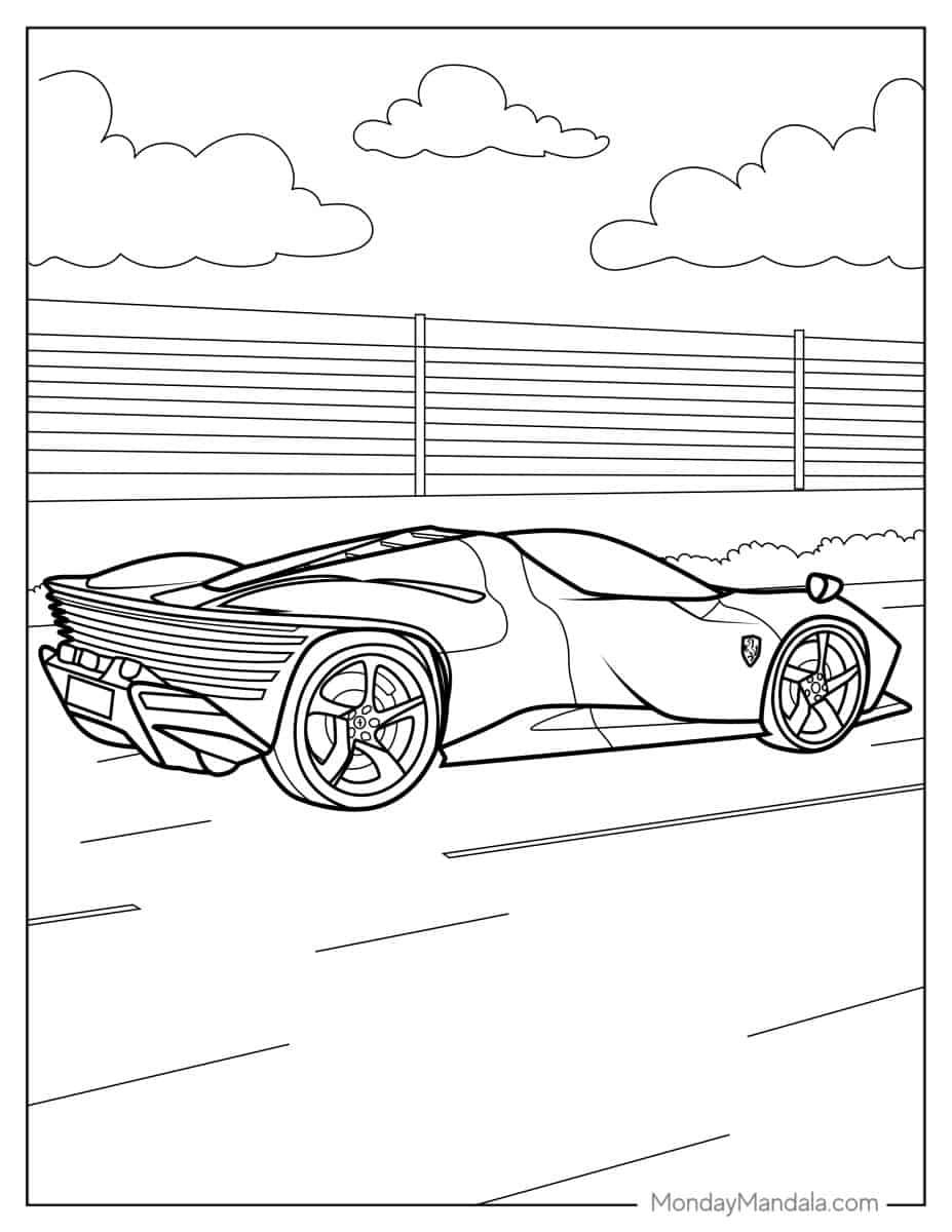 Çocuklar İçin Ferrari Boyama Sayfaları 