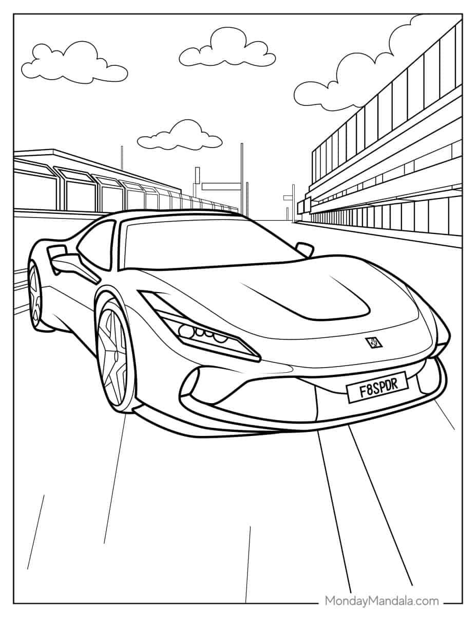 Çocuklar İçin Ferrari Boyama Sayfaları 