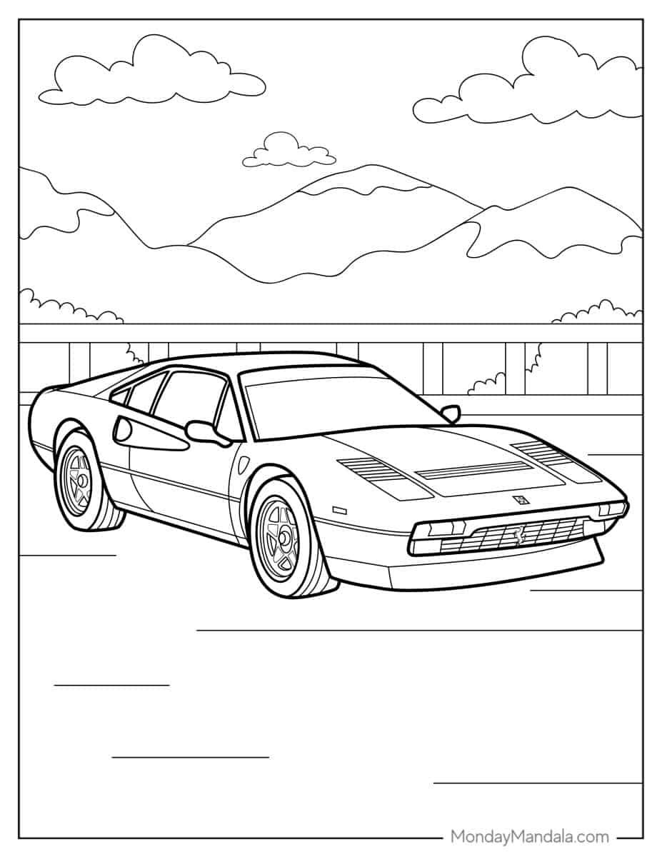 Çocuklar İçin Ferrari Boyama Sayfaları 