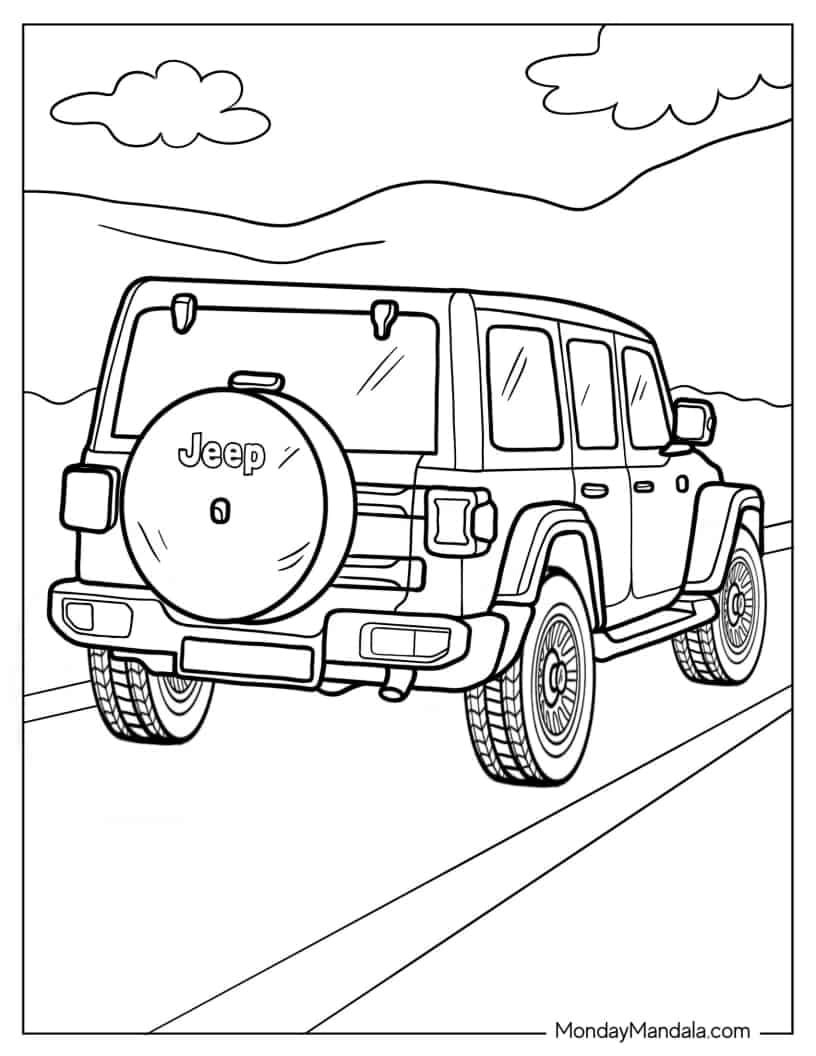 Çocuklar İçin Jeep Boyama Sayfaları 