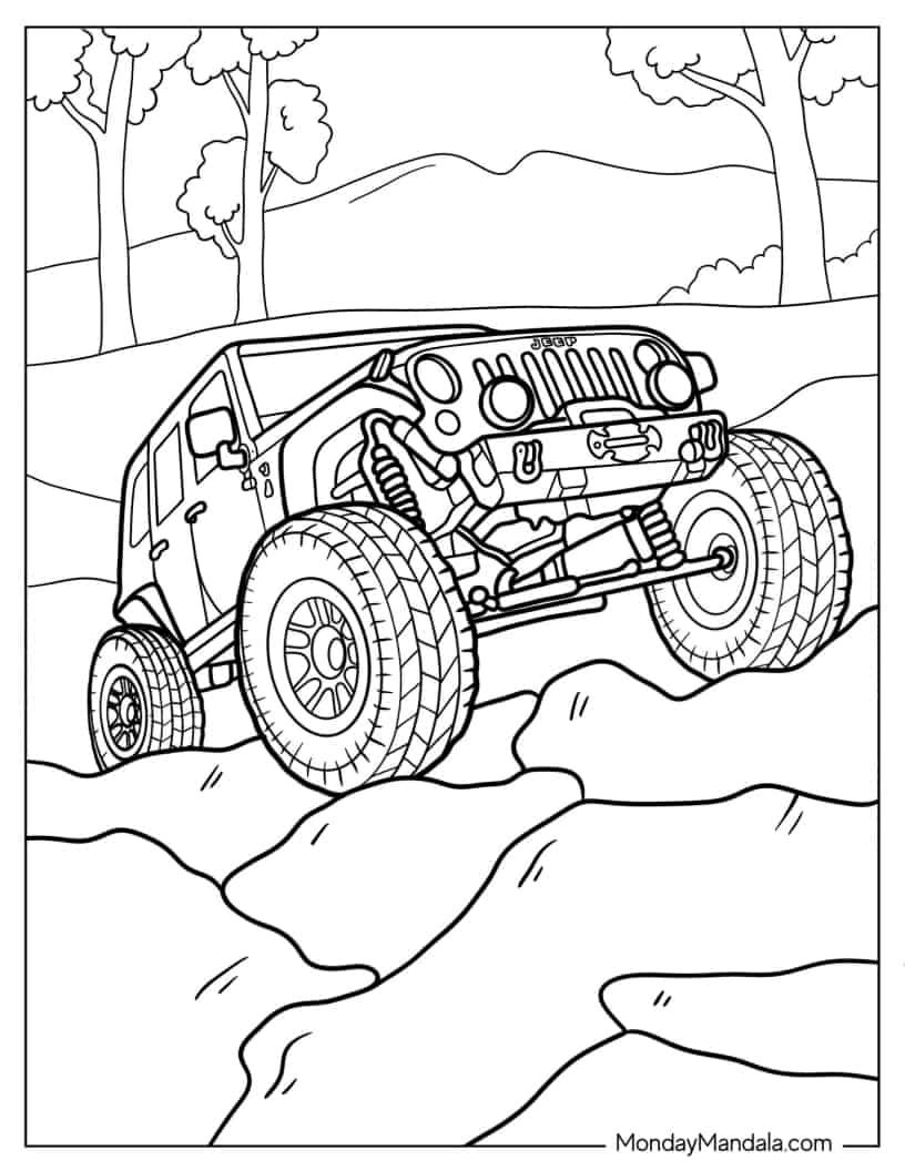 Çocuklar İçin Jeep Boyama Sayfaları 