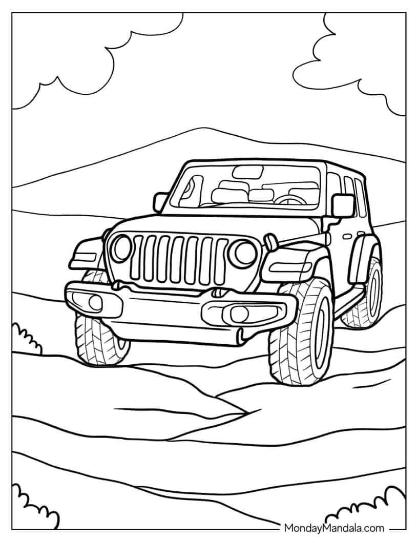 Çocuklar İçin Jeep Boyama Sayfaları 