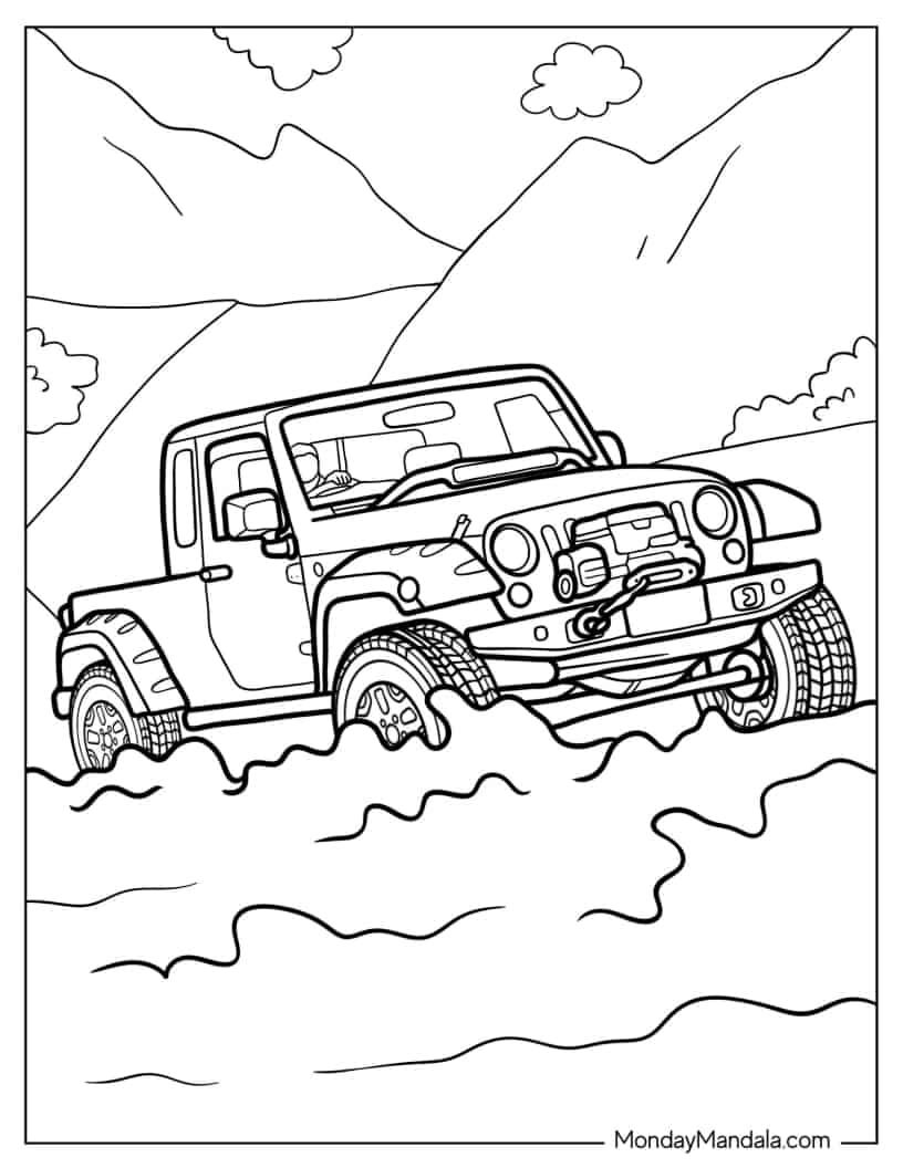 Çocuklar İçin Jeep Boyama Sayfaları 