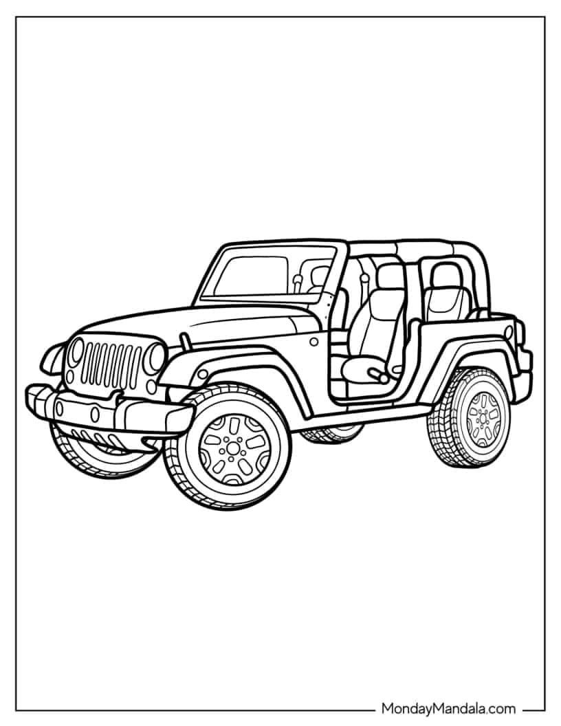 Çocuklar İçin Jeep Boyama Sayfaları 