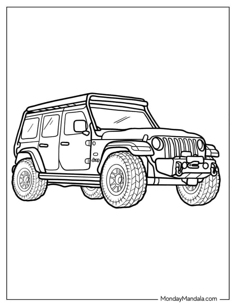 Çocuklar İçin Jeep Boyama Sayfaları 