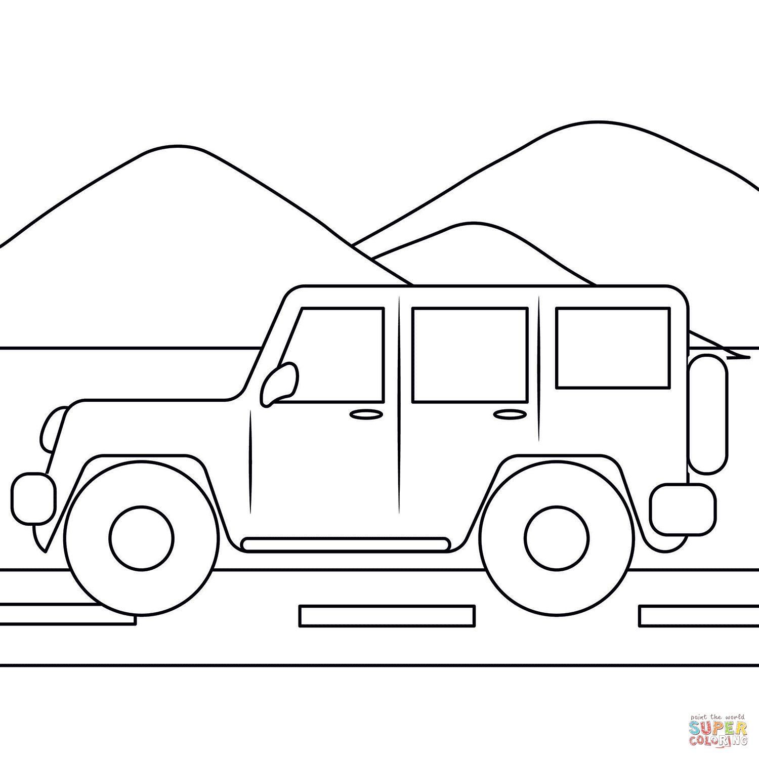 Çocuklar İçin Jeep Boyama Sayfaları 