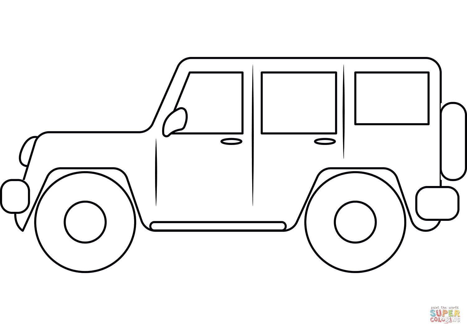 Çocuklar İçin Jeep Boyama Sayfaları 