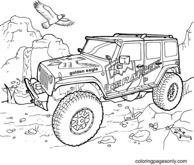 Çocuklar İçin Jeep Boyama Sayfaları 