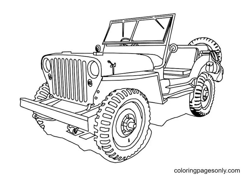 Çocuklar İçin Jeep Boyama Sayfaları 