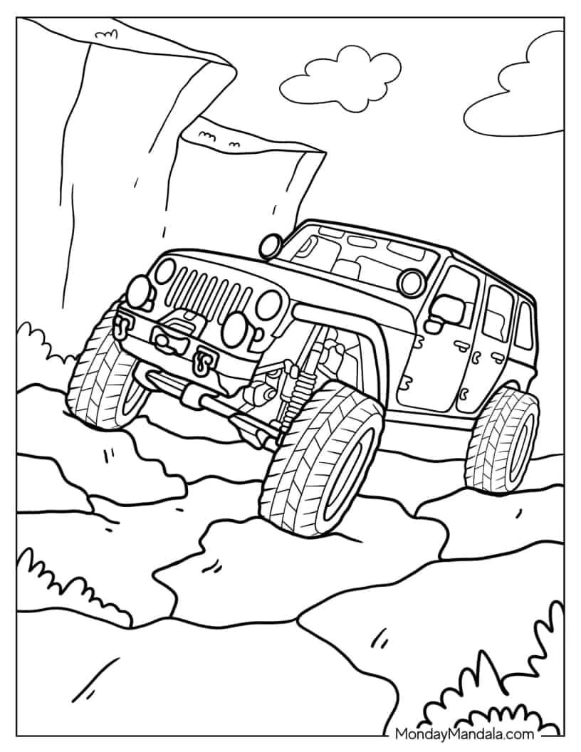 Çocuklar İçin Jeep Boyama Sayfaları 