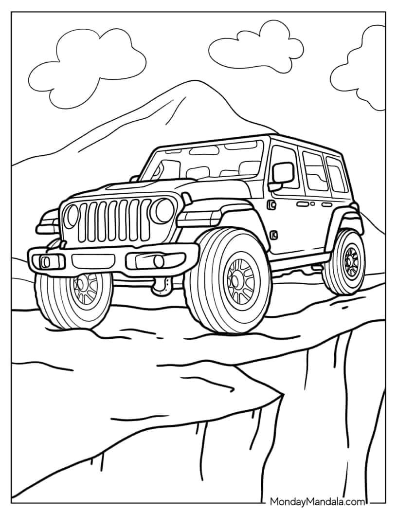Çocuklar İçin Jeep Boyama Sayfaları 