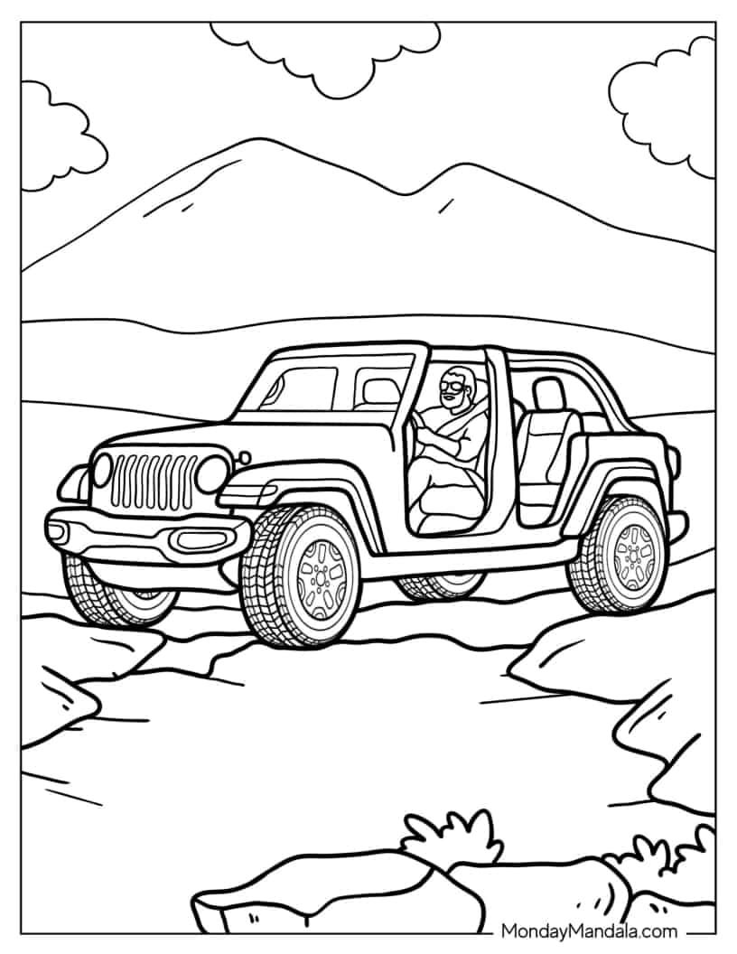 Çocuklar İçin Jeep Boyama Sayfaları 