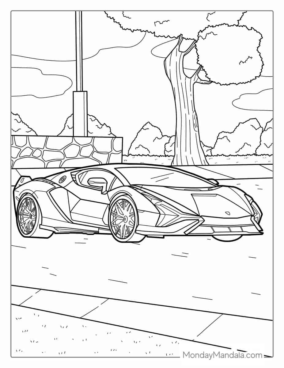 Çocuklar İçin Lamborghini Boyama Sayfaları 
