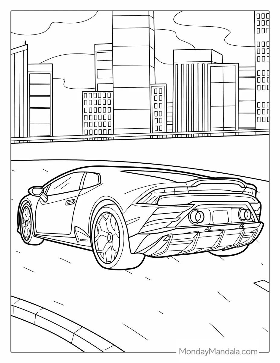 Çocuklar İçin Lamborghini Boyama Sayfaları 