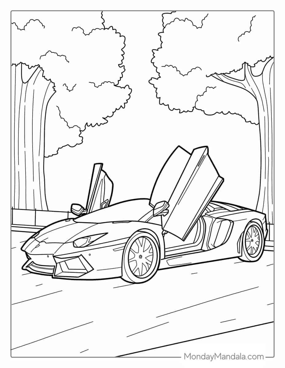 Çocuklar İçin Lamborghini Boyama Sayfaları 