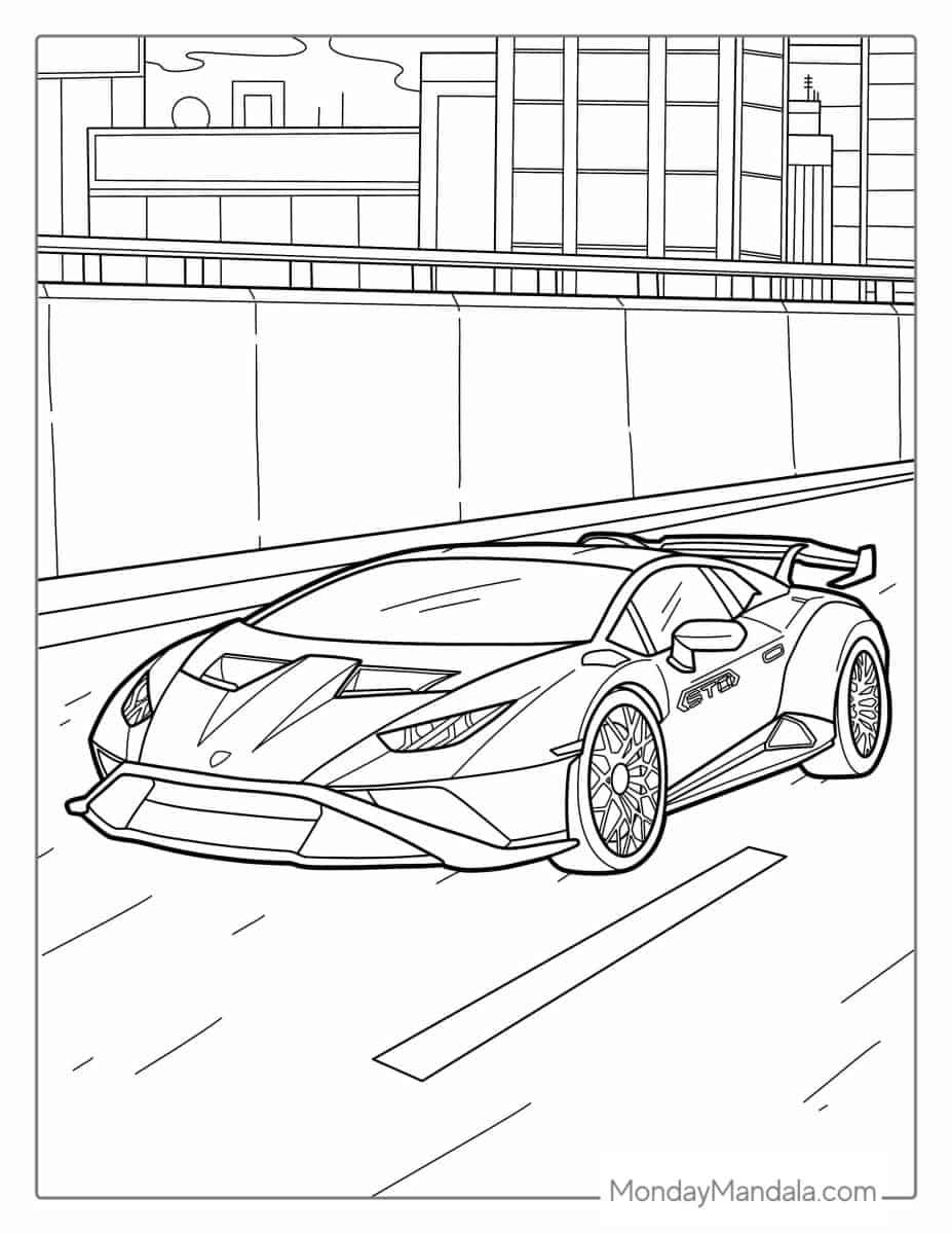 Çocuklar İçin Lamborghini Boyama Sayfaları 