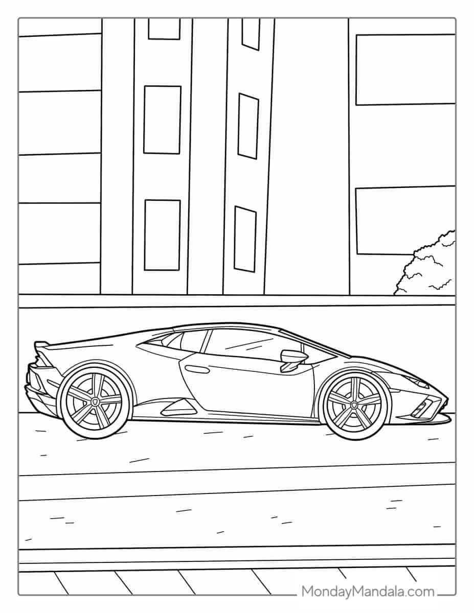Çocuklar İçin Lamborghini Boyama Sayfaları 