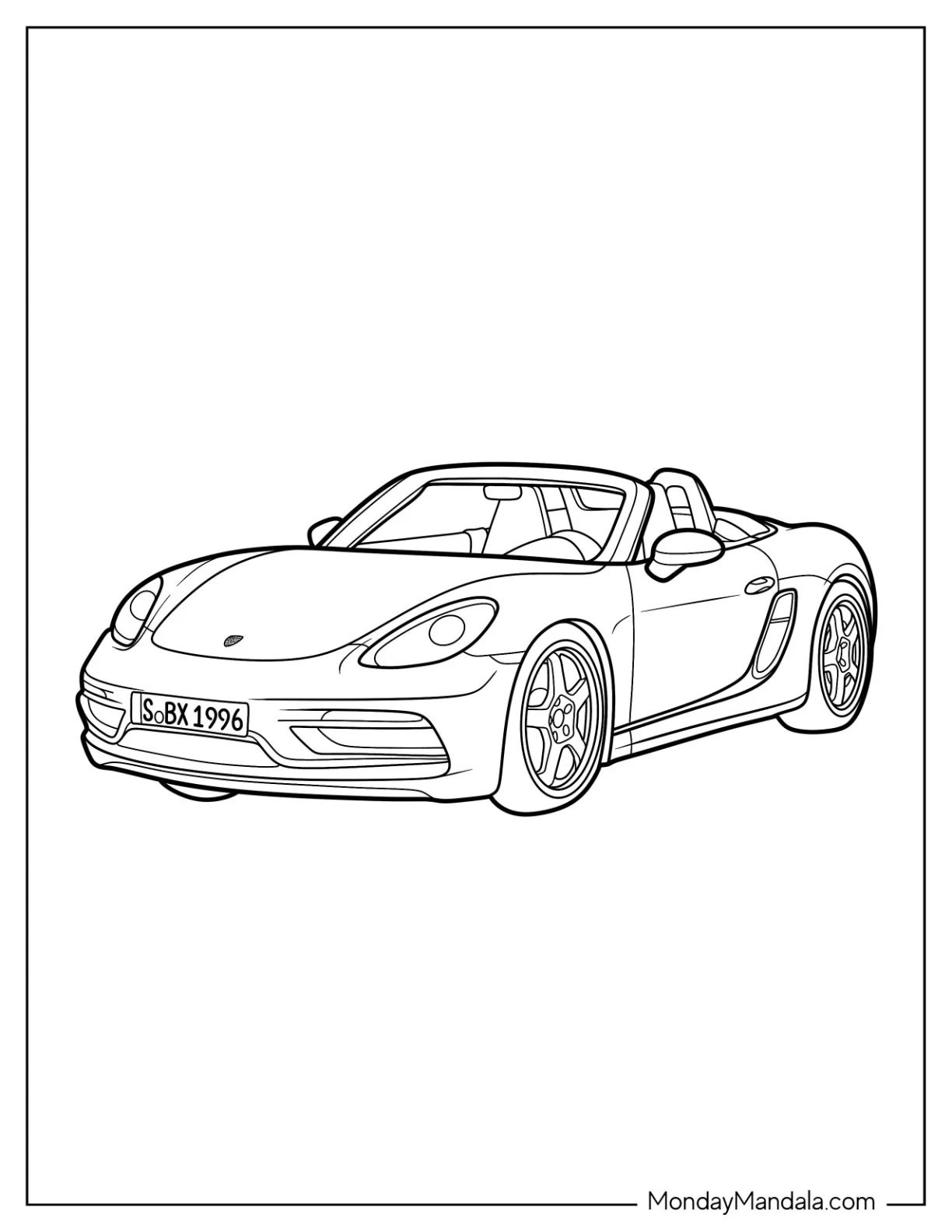 Çocuklar İçin Porsche Boyama Sayfaları 